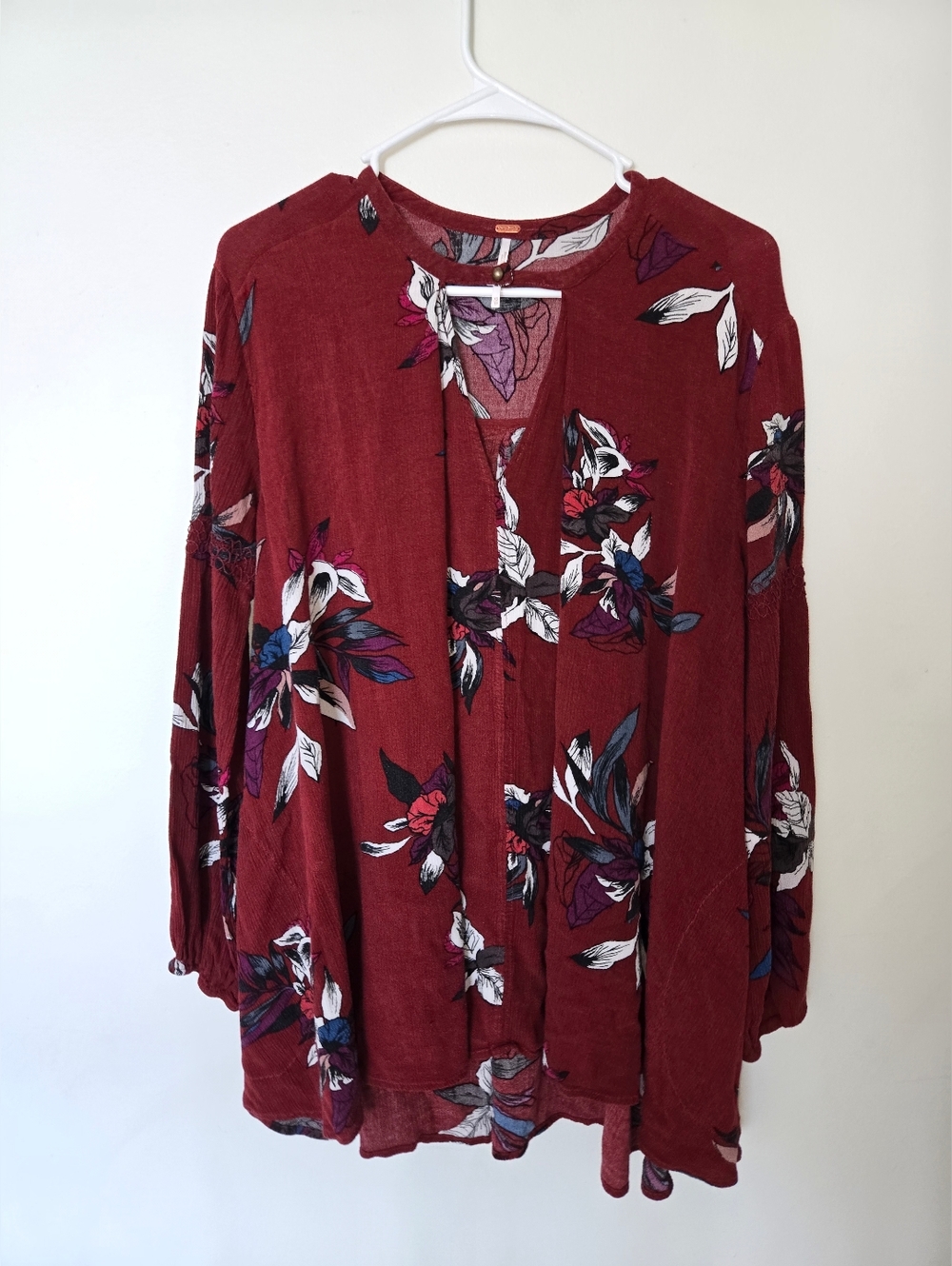 Free People Tree Swing Tunic / Electric Orchid Swing Dress - Burgundy Floral